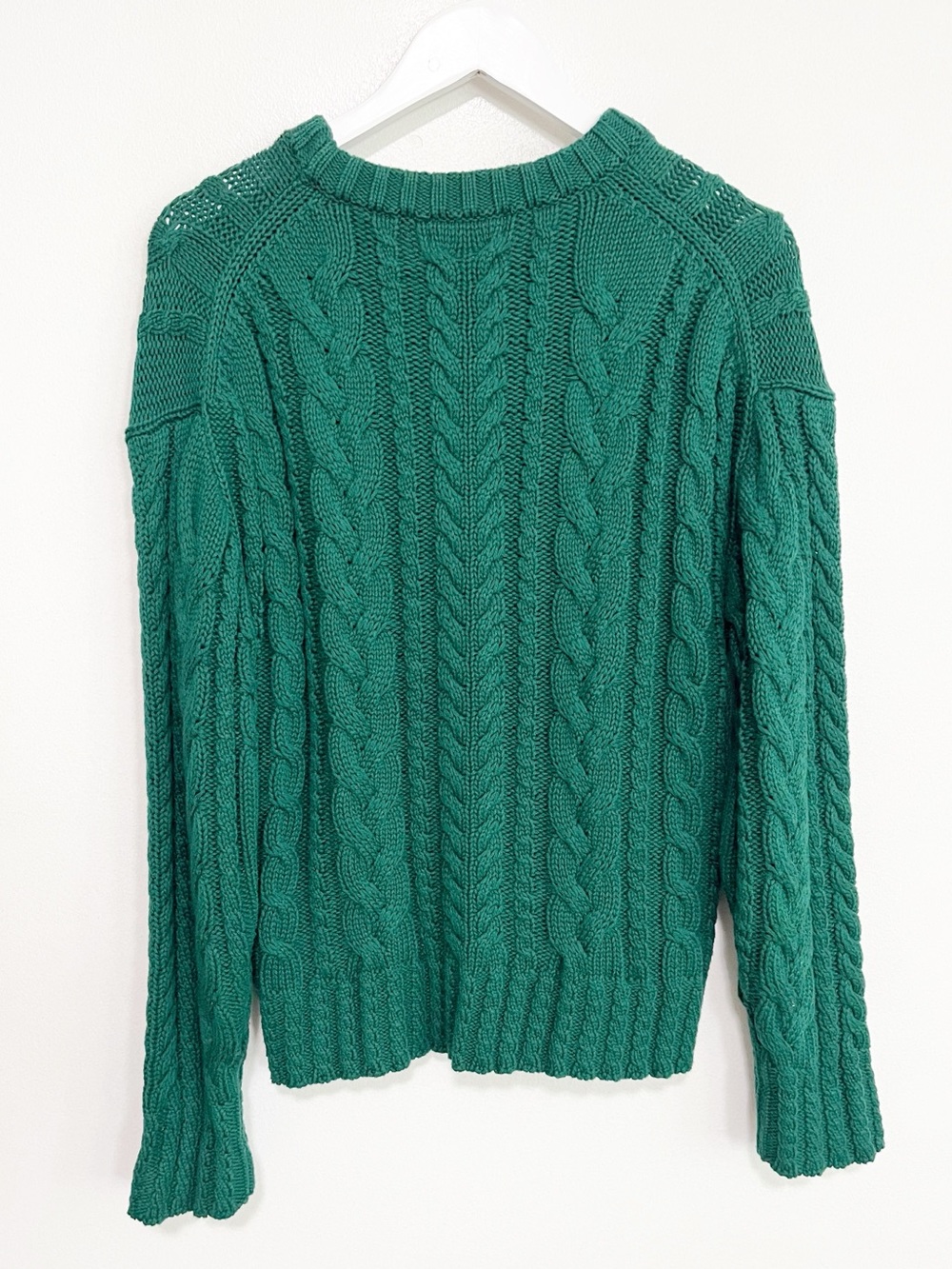 BOGO! J. Crew Cotton Cable Knit Crewneck Sweater Green Size Medium - Picture 7 of 10